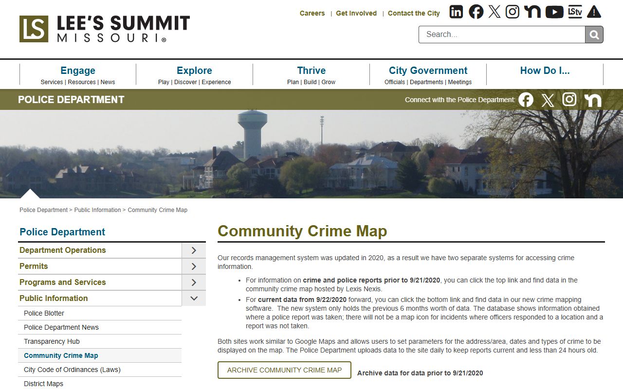 Lee's Summit Police Department criminal records and public records resources Missouri
