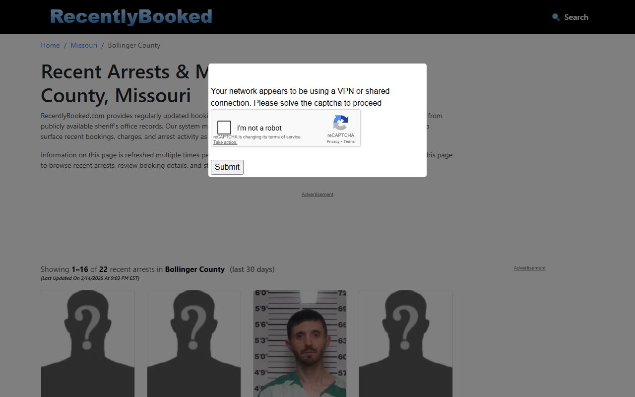 Bollinger County criminal records and Sheriff's Office resource page in Marble Hill Missouri
