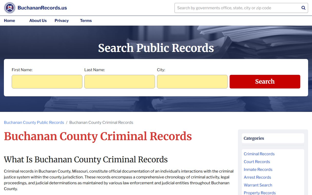 Buchanan County criminal records and arrest records search portal in St. Joseph Missouri