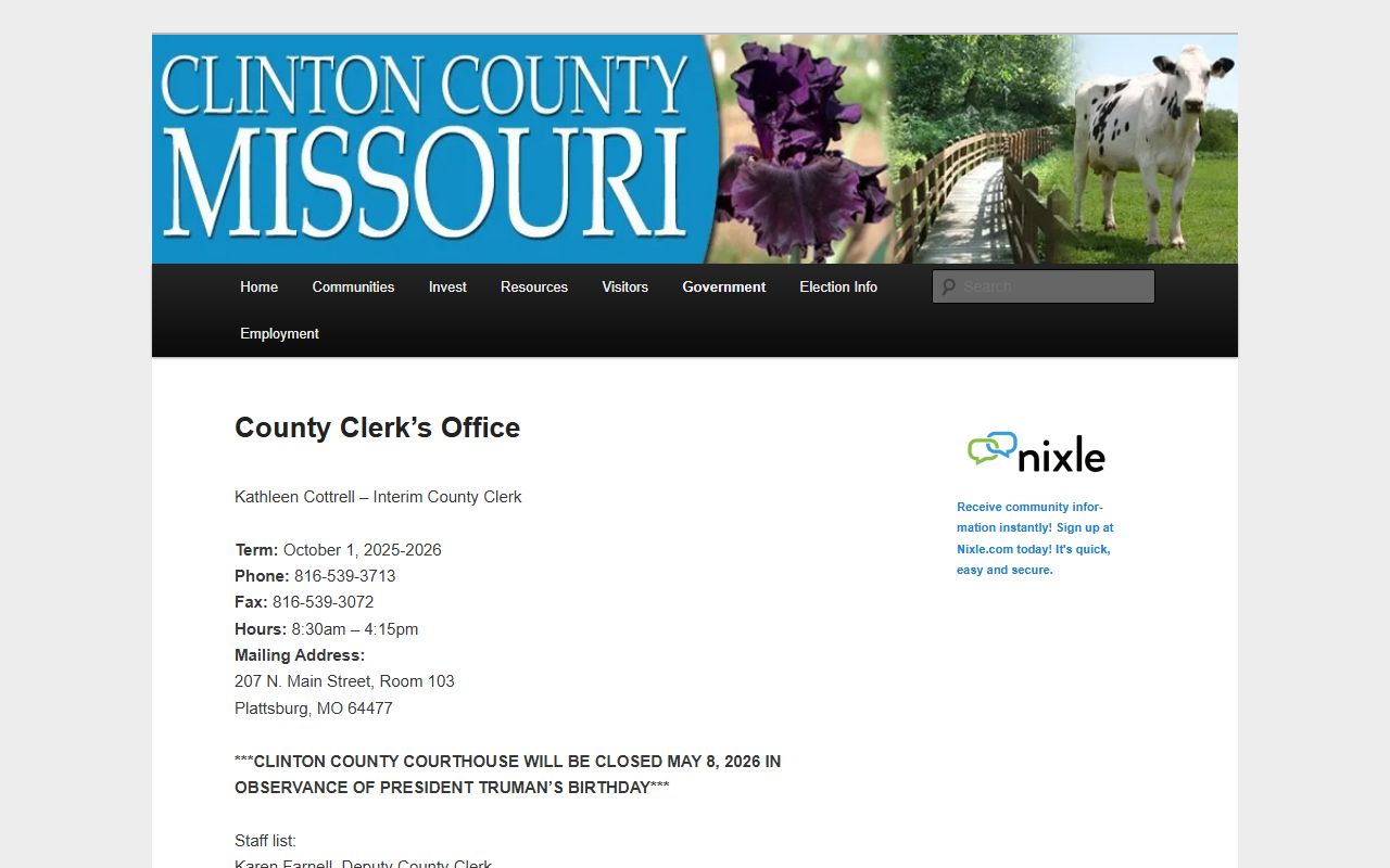 Clinton County government website and criminal records resource