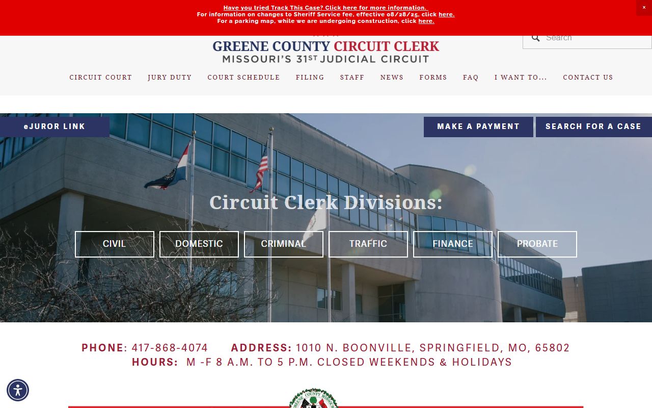 Greene County Sheriff's Office website showing criminal records and offender resources